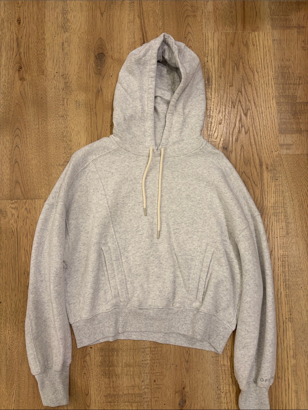 aerie Heather Gray Cropped Pullover Hoodie